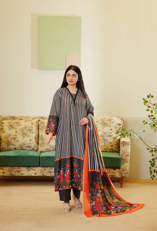 Striped Floral - Premium Poly Lawn