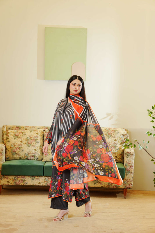 Striped Floral - Premium Poly Lawn